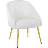 Shiraz Accent Chair in White Velvet & Gold Steel